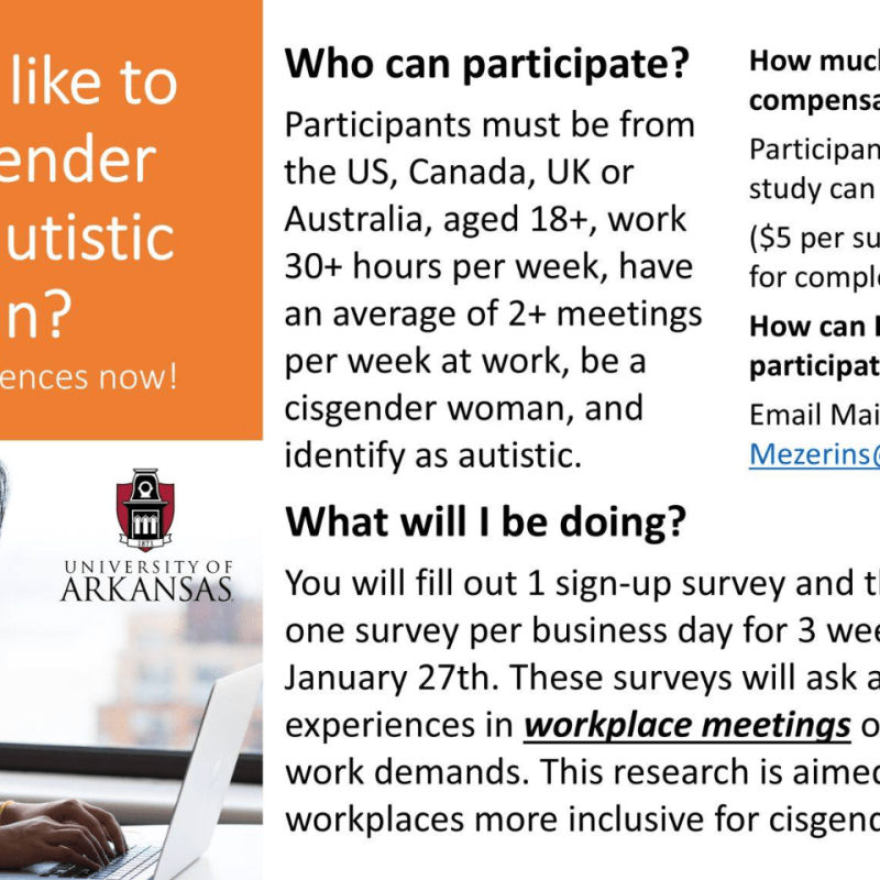 Call for Participants – Autistic Women and Workplace Meetings