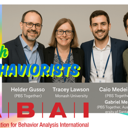 a group photo of misbehaviorists: HELDER GUSSO (PBS Together), TRACEY LAWSON (Monash University), CAIO MEDEIROS OLIVEIRA (PBS Together, Australia), GABRIEL MELO CARDOSO (PBS Together (Australia), Federal University of Santa Catarina (Brazil))