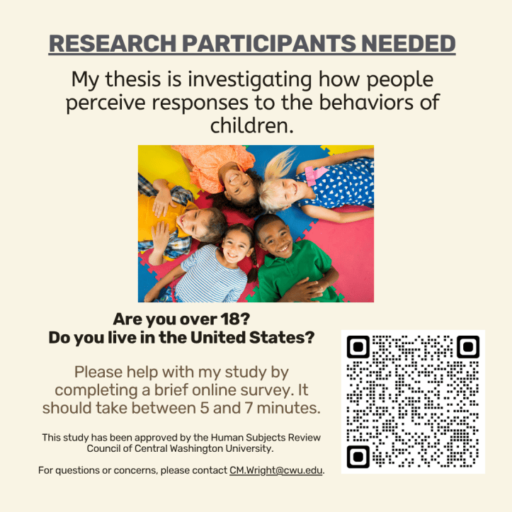 Research Participants Needed: Perceptions of Responses to Children’s Behavior